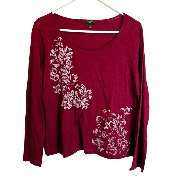 Talbots -‎ Burgundy Long Sleeve Tee - Sz. LP - Picture 1 of 5
